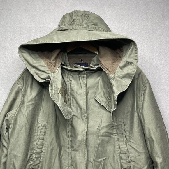GAP Women's Green Military Sherpa Lined Parka Coat Jacket Small - Picture 2 of 9